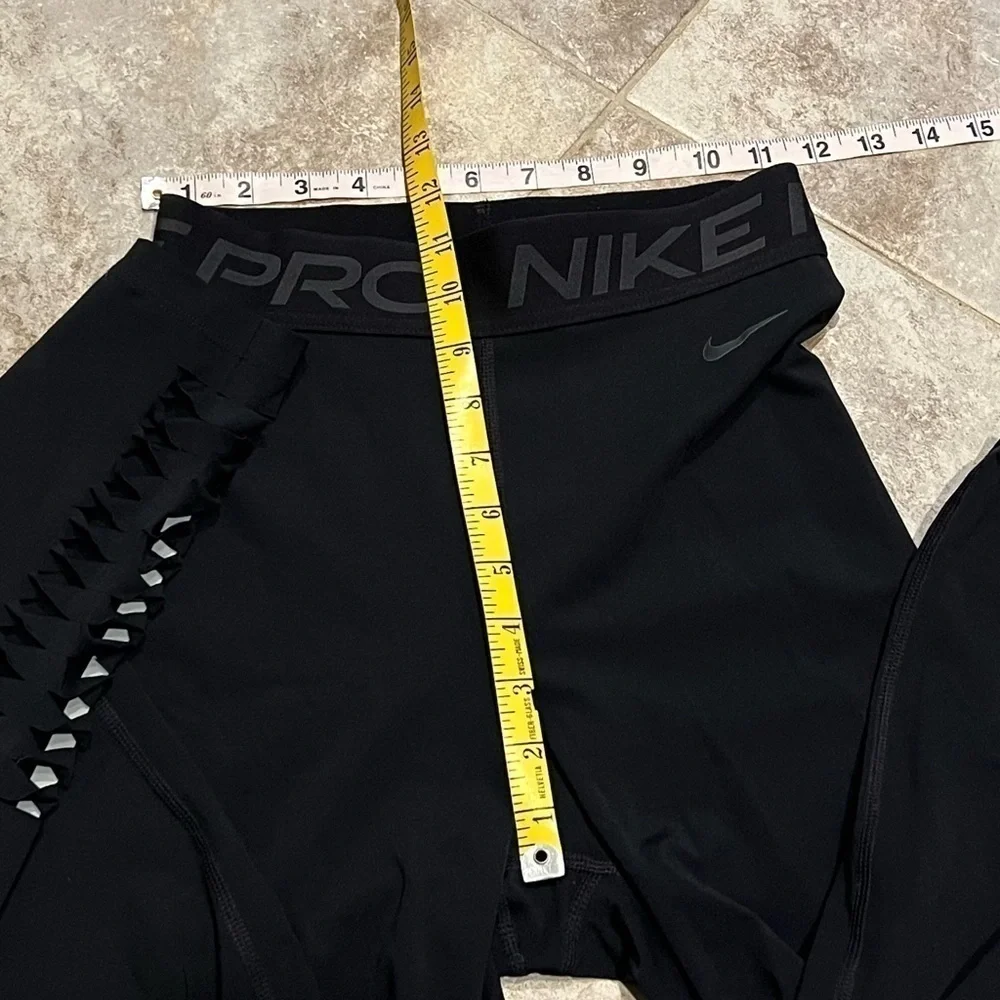 Nike Pro Dri Fit High Rise Tights Razor Hole Accents Ankle Small Black Pull On